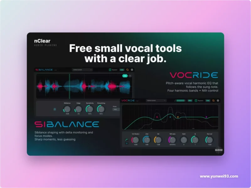 nClear VocRide v1.2.1 人声音量自动控制与动态均衡插件-韵味音频资源网