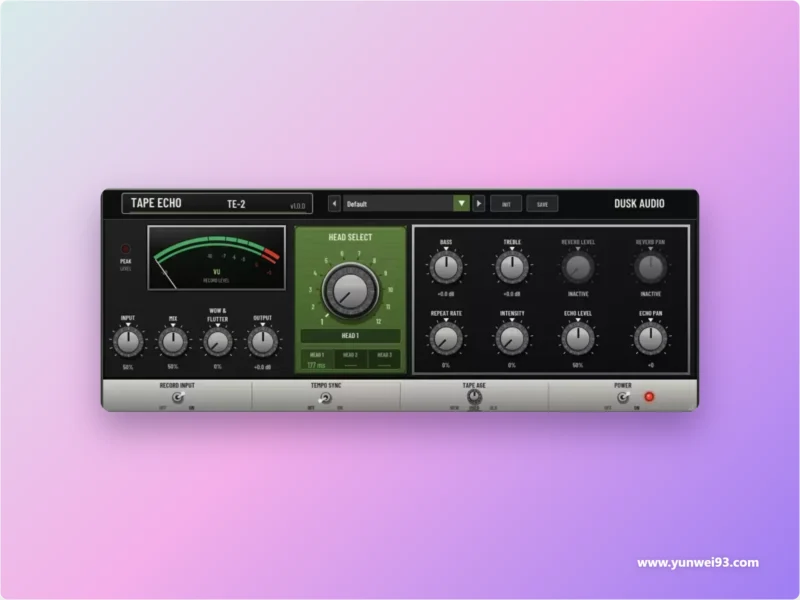 Dusk Audio Tape Echo 2 v1.0.2 免费复古磁带延迟效果器插件-韵味音频资源网
