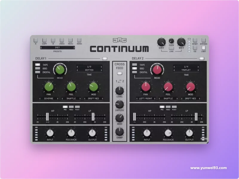 JMG Sound Continuum v1.0 双引擎复古延迟与空间氛围效果器插件-韵味音频资源网