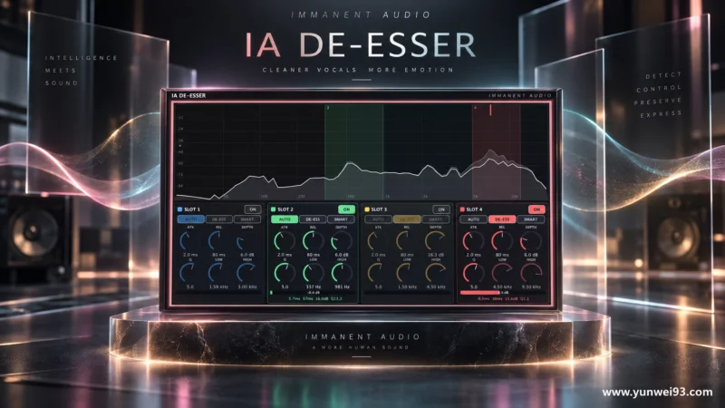 Immanent Audio IA De-Esser v1.0.0 免费人声齿音消除与高频动态处理插件-韵味音频资源网