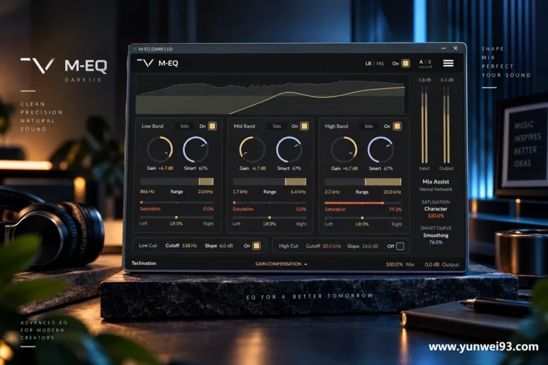 Techivation M-EQ v1.0.1 智能均衡器与音色塑形插件-韵味音频资源网